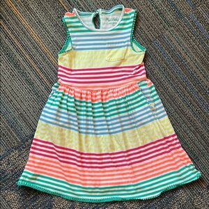 Mini Boden Rainbow 🌈 Striped Sundress with pockets 💯 % cotton!